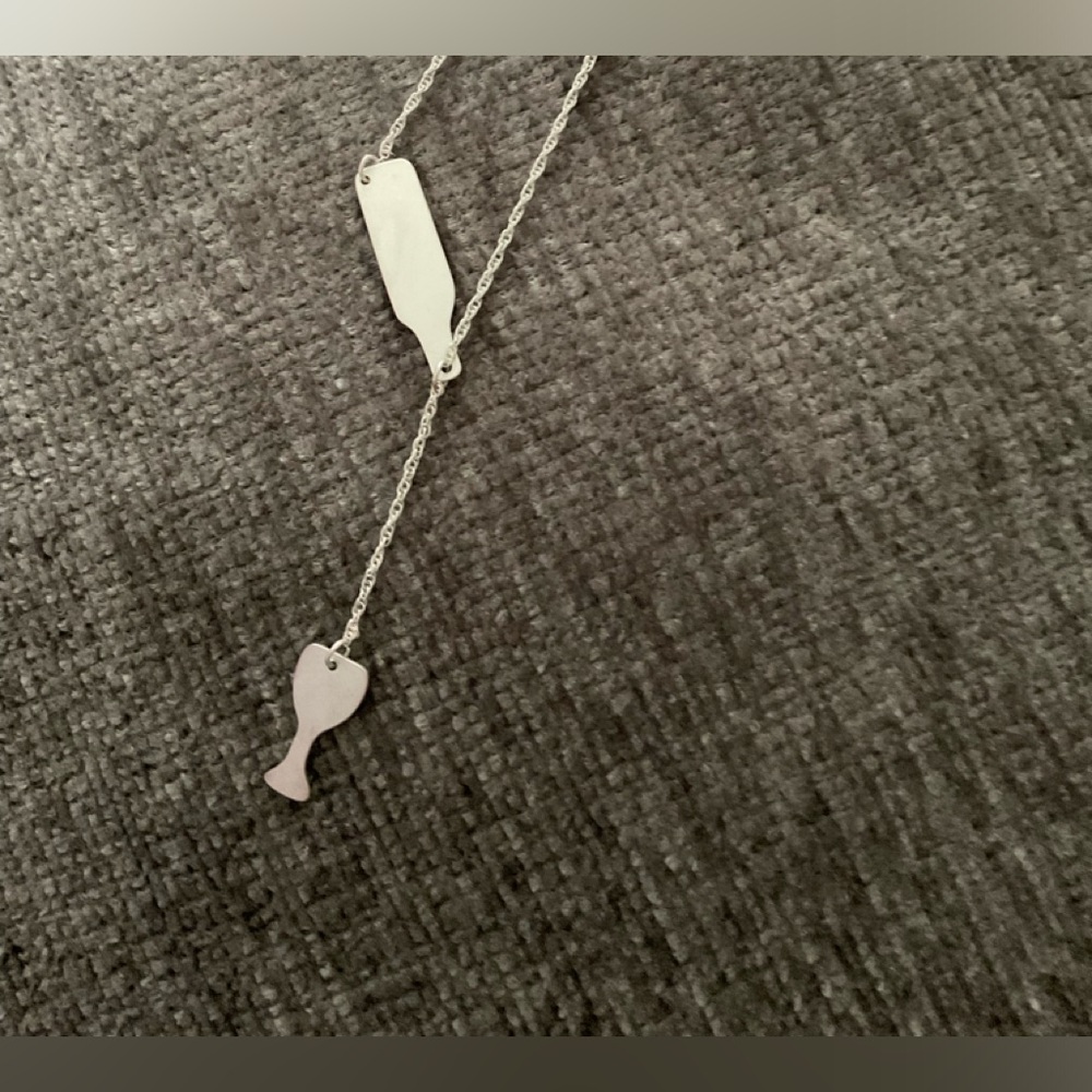 Wine pouring into glass necklace! Silver necklace